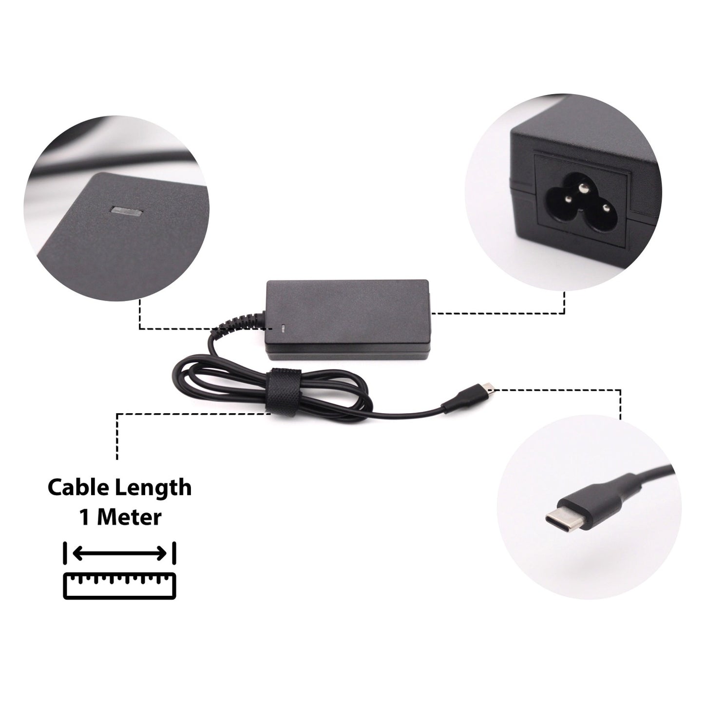 AJP 20V 2.25A 45W USB-C Tip Laptop Replacement AC Adapter Charger