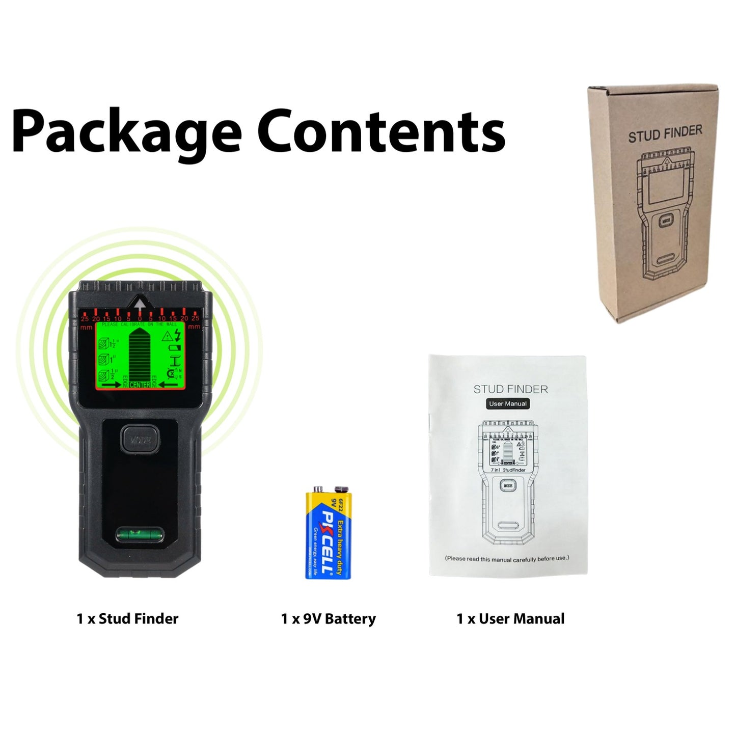 Stud Finder Wall Detector 5-in-1 Joist, Pipe, Wire & Metal Detection LCD Display