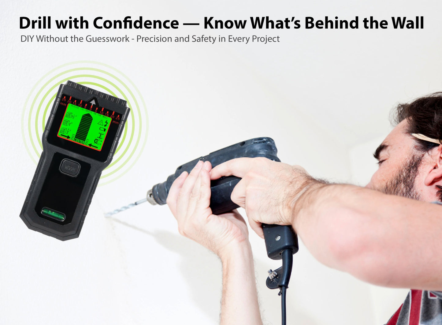 Stud Finder Wall Detector 5-in-1 Joist, Pipe, Wire & Metal Detection LCD Display