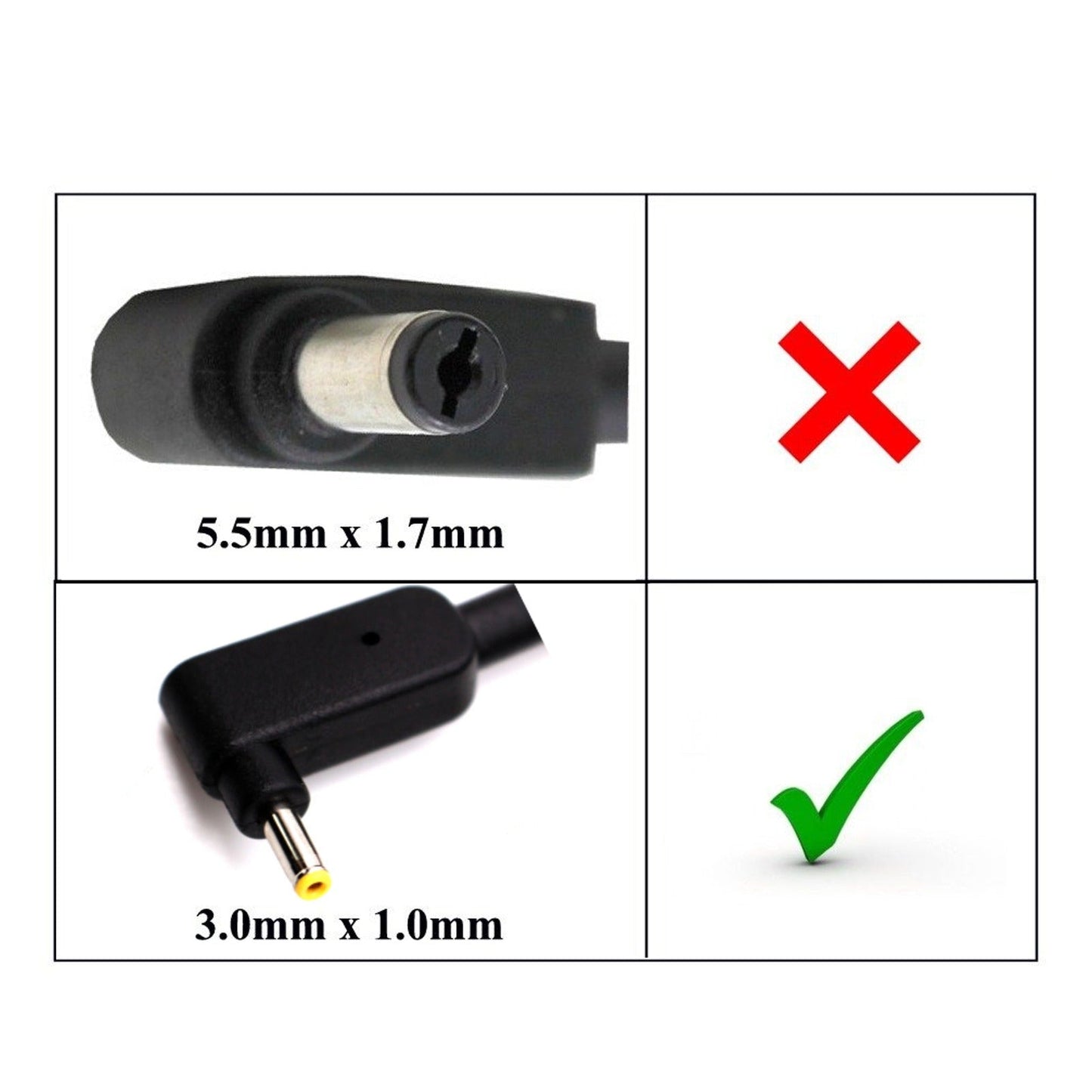Acer TravelMate Vero TMV15-51-568G 65W (Pin Size 3.0mm x 1.1mm) Delta Laptop Adapter - AJParts Canada