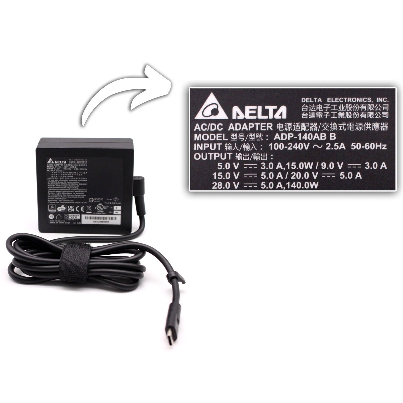 Dell Precision 15 5530 2-IN-1 140W Power Supply Delta Laptop Adapter - AJParts Canada