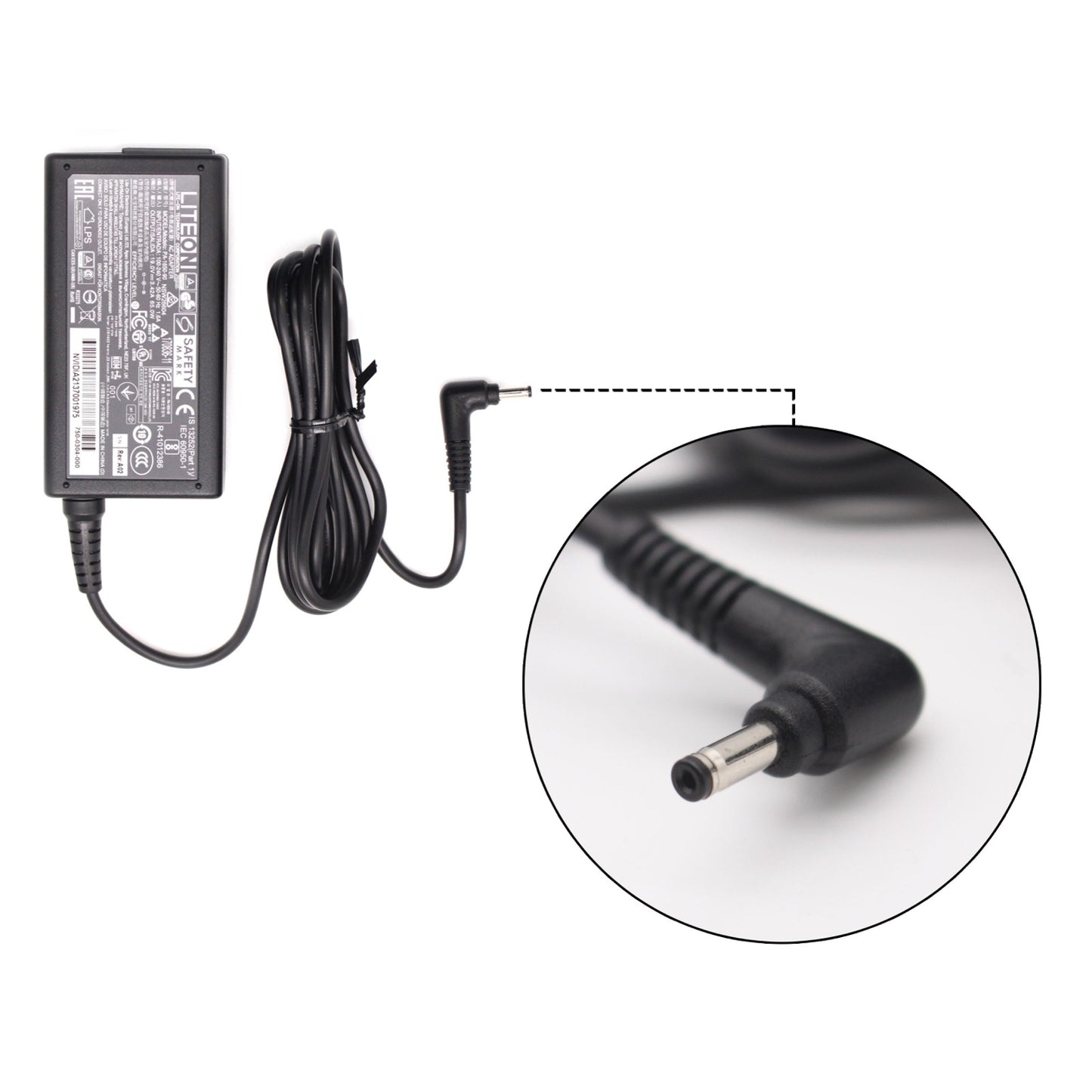Liteon 19V 3.42A 65W 3.5mm x 1.35mm Tip Genuine Laptop AC Adapter Charger