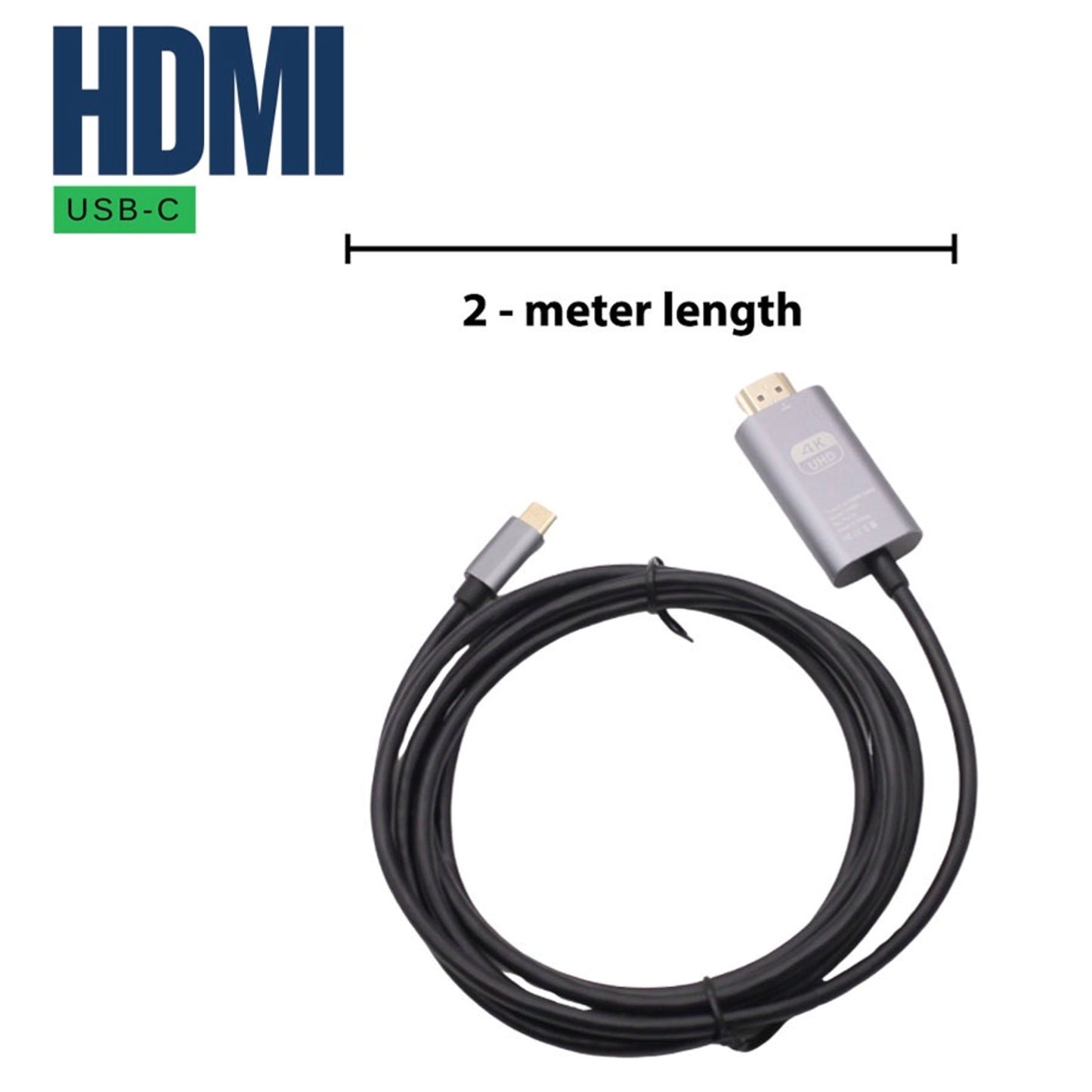 Replacement for USB C Type C to HDMI 2m 4K Braided USB Cable For MacBook iPhone 15 Samsung S24