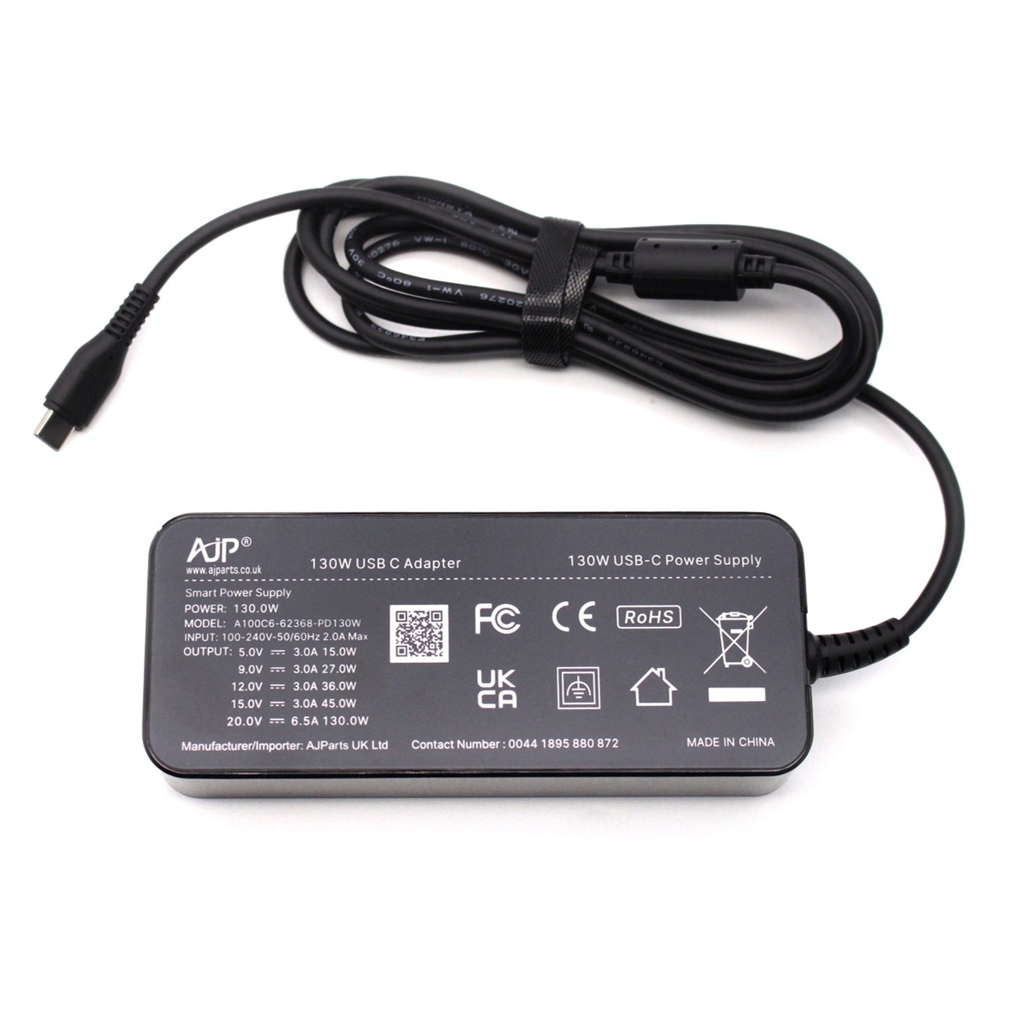 AJP 130W (20V 6.5A) USB-C Smart Power Supply Replacement Laptop AC Adapter Charger for Dell