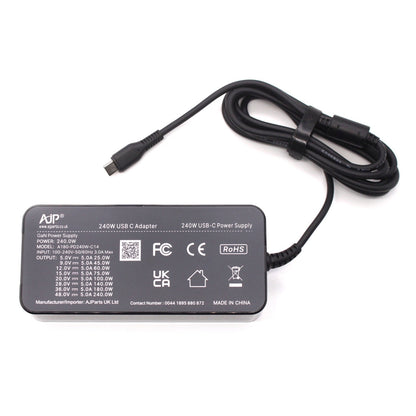 AJP 240W USB-C Power Supply 48V 5A GaN Replacement Laptop AC Adapter Charger with Kettle Lead Cable