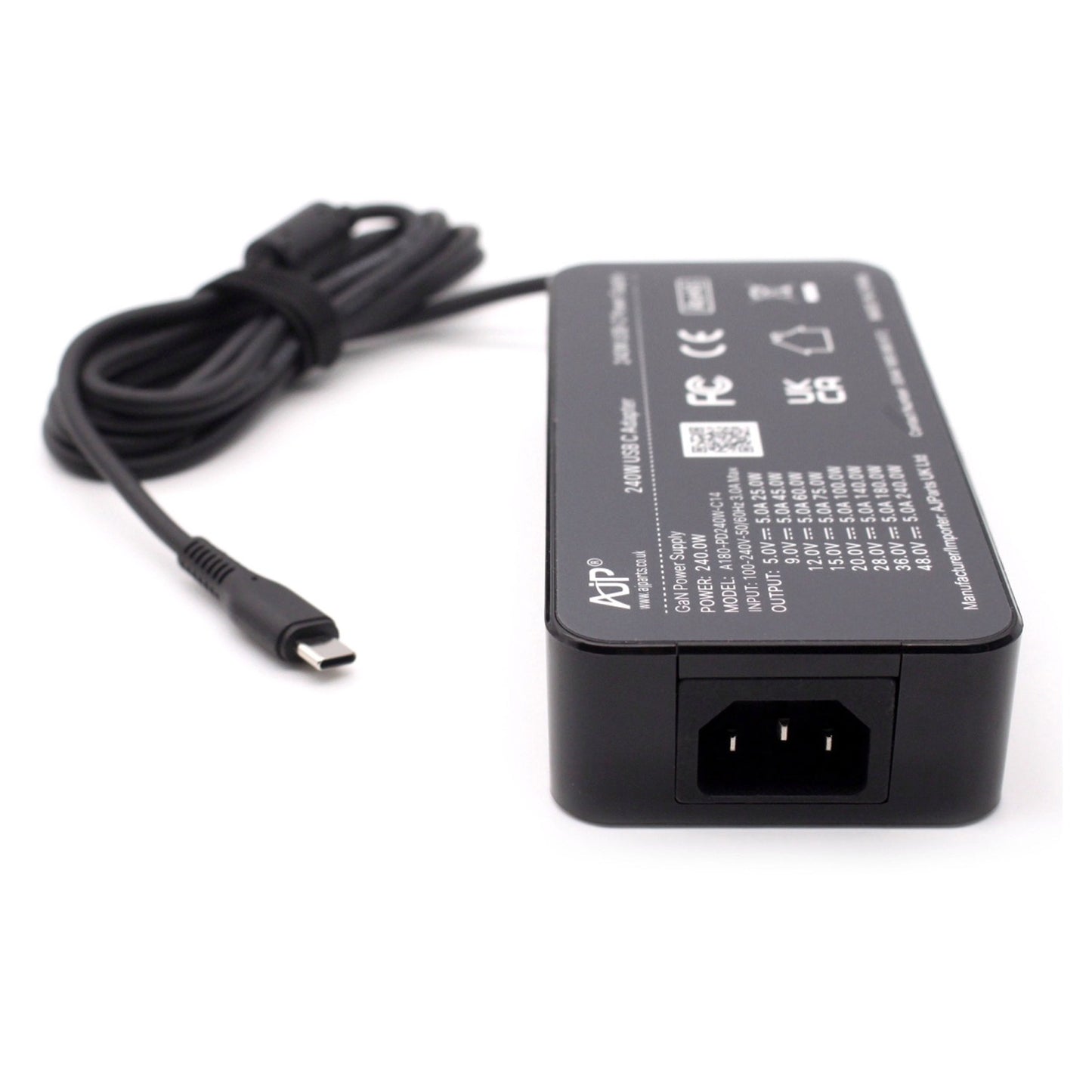 AJP 240W USB-C Power Supply 48V 5A GaN Replacement Laptop AC Adapter Charger with Kettle Lead Cable