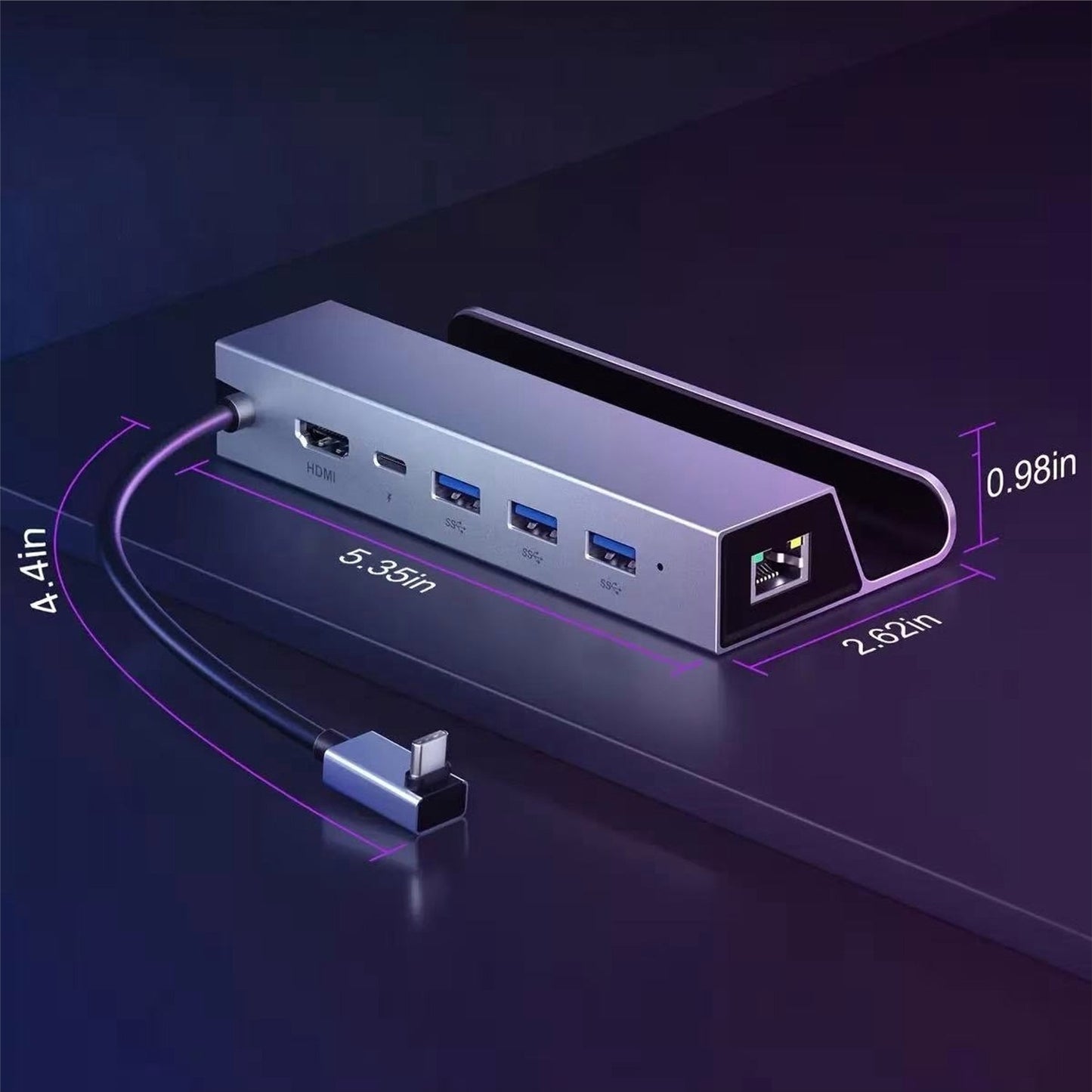 6-in-1 Docking Station for Steam Deck & ROG Ally – USB-C Hub with 4K HDMI, 100W PD, 3 USB 3.0 Ports & Gigabit Ethernet