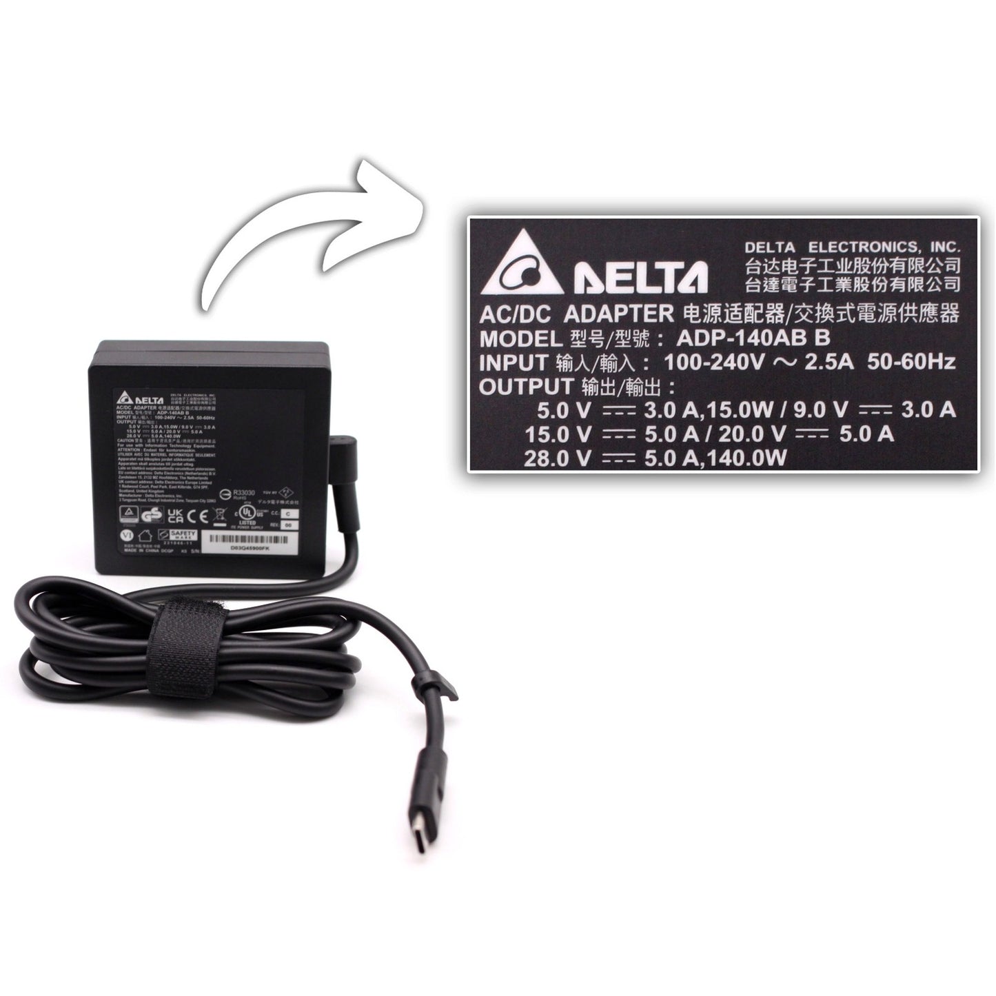 Acer Chromebook CP5-471 140W Power Supply Delta Laptop Adapter - AJParts Canada