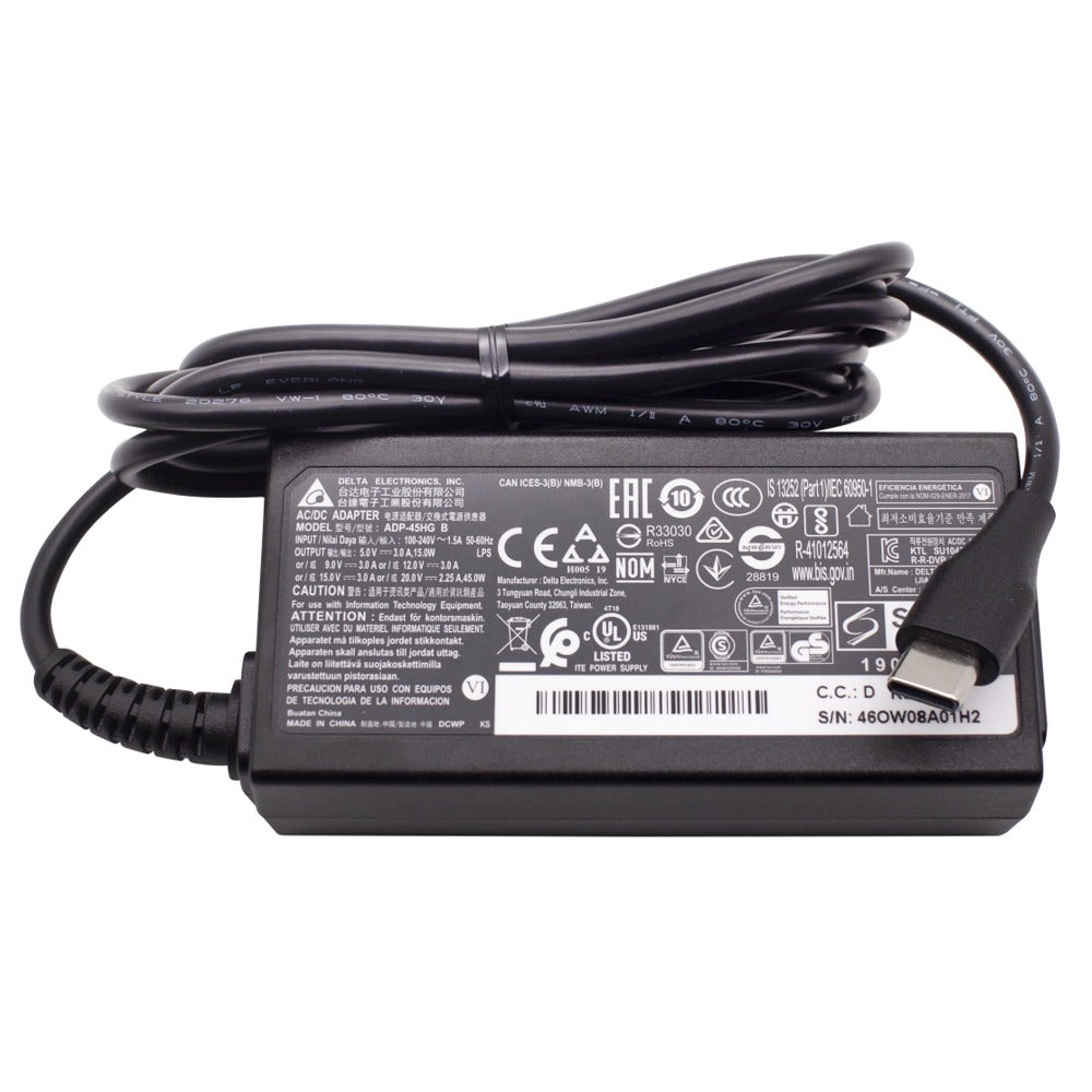 Acer Chromebook 15 CB515-1HT-P25G 45W USB-C Type-C Delta Laptop Adapter - AJParts Canada