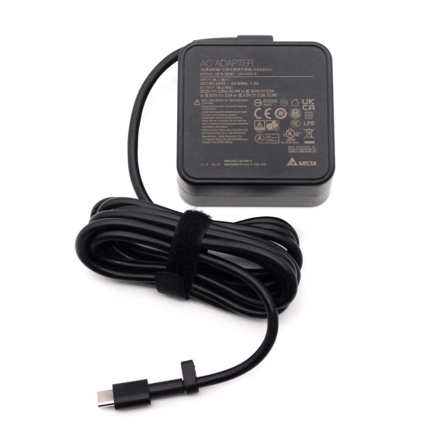 Delta 65W (20V 3.25A) Power Supply USB-C Laptop Compatible AC Adapter Charger
